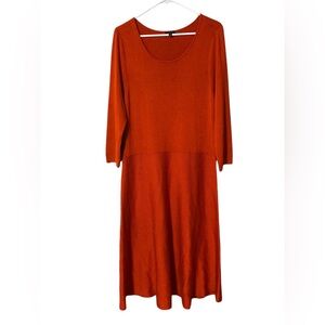 Talbots Sweater Dress Size Large Orange Long Sleeve Midi Minimalist Luxury Comfy